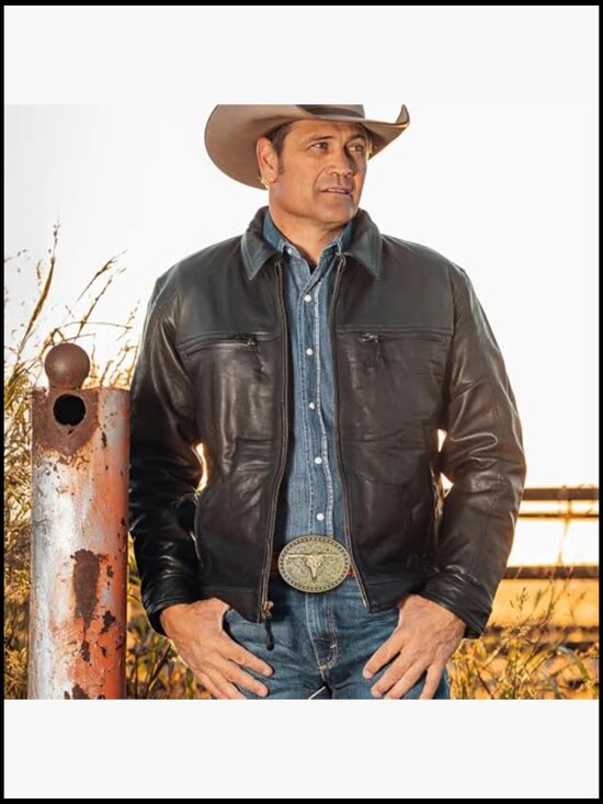 Western Leather Belt with Bull Buckle for Jeans main image 4